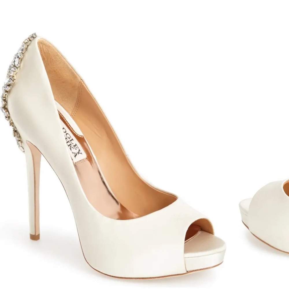 Badgley Mischka | Embellished Peep-Toe Pumps